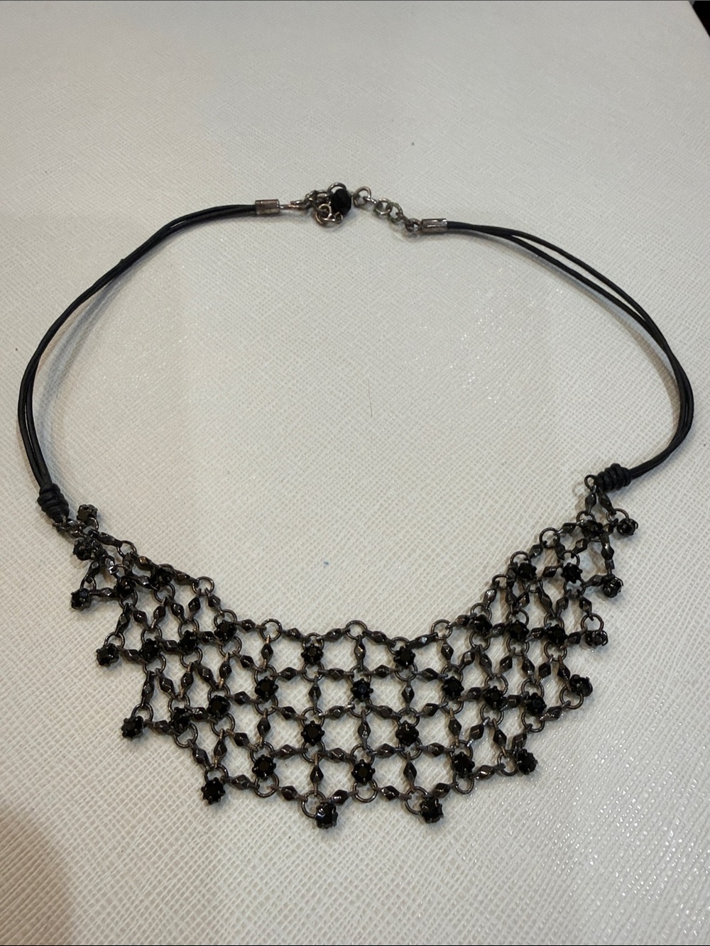 Black Beaded Net Choker Necklace